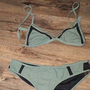 Stylish Green and Black Women's Bikini